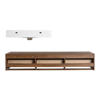 Modern Wall Mounted Bathroom Vanity With Resin Sink And Soft Close Drawer - Brown Ebony