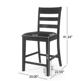 Farmhouse Upholstered Wood Counter Stools