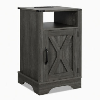 Farmhouse Nightstand, Charging Station & Storage