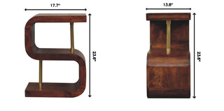 S Curve Brass Bedside Table - Dark Brown
