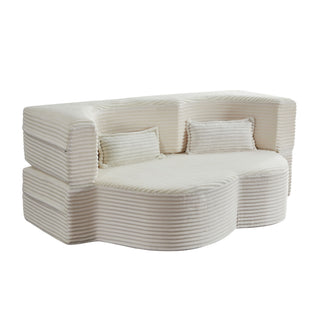 Floor Convertible Sleeper Sofa Bed With 2 Pillows