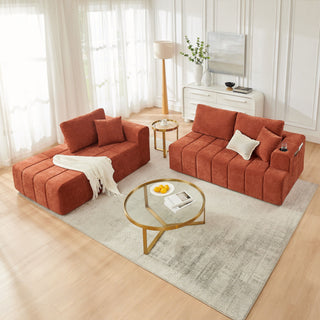 L - Shaped Sectional Sofa With Cup Holders & Side Pockets