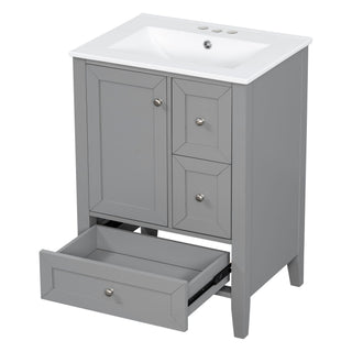 Modern Bathroom Vanity With Sink, Freestanding Cabinet With Drawers And Shelves