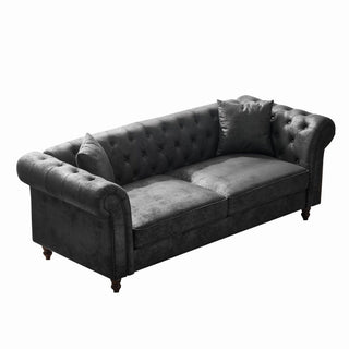Chesterfield 3 And 3 Seater Sofa Set High Tech Fabric Roll Armrest Upholstered Couch