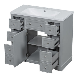 Modern Bathroom Vanity With Sink Combo, 6 Drawers And 1 Cabinet
