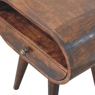 Circular Bedside Table With Open Slot - Walnut
