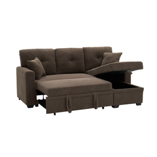 Sleeper Sectional Sofa With Pull Out Bed, Reversible Chaise, Hidden Storage