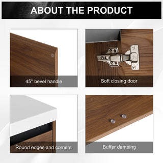 Bathroom Vanity Set With Resin Countertop Sink And 2 Doors, Engineered Wood