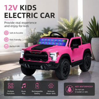 12V Kids Ride On Car With Remote Control, 4 Wheel Shock Absorption, Multifunctional Music Player Perfect Gift For Toddlers - Pink
