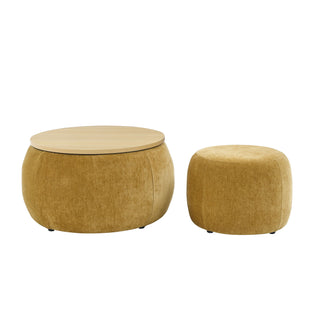 Round Storage Ottoman, 2 In 1 Function, End Table And Ottoman