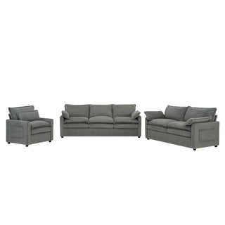 Modern Sofa Set With Double Layer Cushion And Side Storage Pockets
