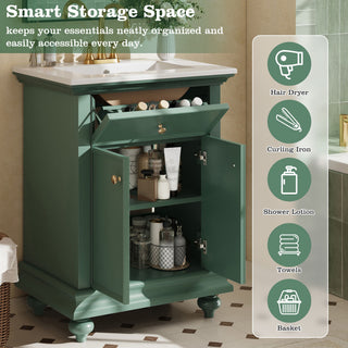 Modern Bathroom Vanity With Tip-Out Drawer And Soft-Close Hinges