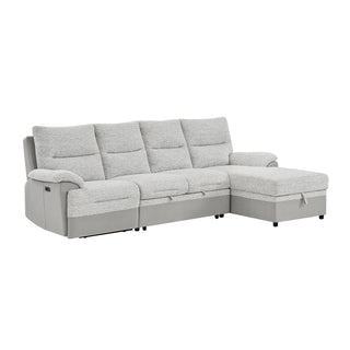 Sectional Sofa With Power Recline, USB Charging, And Storage Chaise - Gray