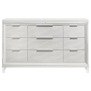 9 Drawer Dresser Cabinet With Picture Framed Fronts - White