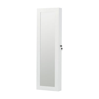 Jewelry Armoire Organizer With Full Length Mirror, Wall Mounted Lockable Cabinet With LED Light