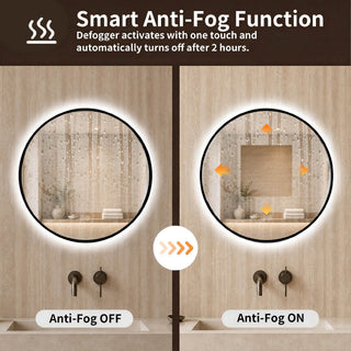 Round Framed Dimmable ED Bathroom Mirror With Anti Fog