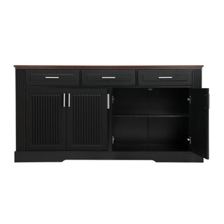 Fluted Sideboard Buffet Cabinet With 4 Doors And 3 Drawers