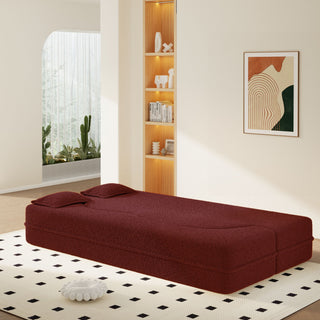 Modern Floor Sleeper Sofa Bed With 2 Pillows, Convertible Twin Size Folding Mattress For Living Room