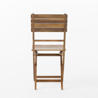 Outdoor Foldable Wood Dining Chair With Slat Design (Set of 2)