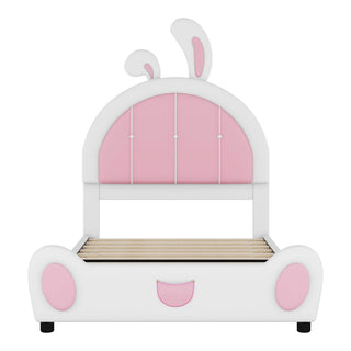 Upholstered Platform Bed With Rabbit Shaped Headboard