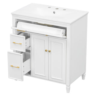 Freestanding Bathroom Vanity With Sink, Soft Close Door, Tip Out Drawer