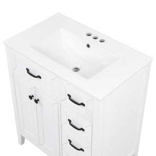 Bathroom Vanity With Sink, Freestanding Design, Soft Close Doors & Drawers - White