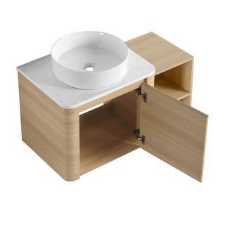 Mounted Bathroom Vanity With Art Sink, Storage Shelves, Soft Close Door