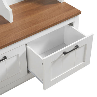 Hall Tree With Bench And Shoe Storage, 3 Large Drawers, Open Storage Shelves & Hooks