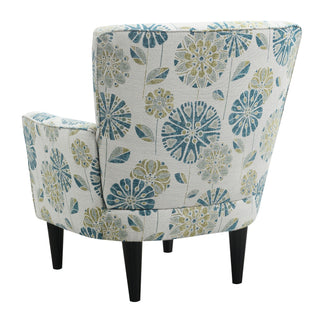Floral Accent Chair - Blue - Wood