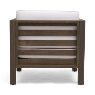 Outdoor Acacia Wood Patio Chair With Fabric Cushion