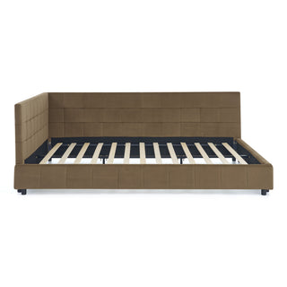 Mid-Century Storage Upholstered Tufted Bed Frame With Backrest And Armrests
