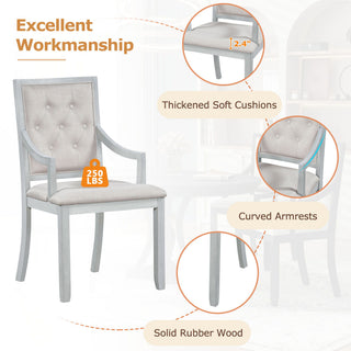 Trexm Retro 5-Piece Dining Set Extendable Round Table And 4 Chairs For Kitchen Dining Room (Antique Gray Oak)