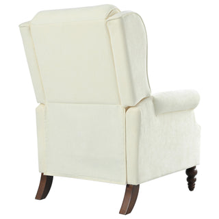 Push Back Recliner Chair Upholstered Recliner Armchair With Classic Wing Back And Solid Gourd-Shaped Legs