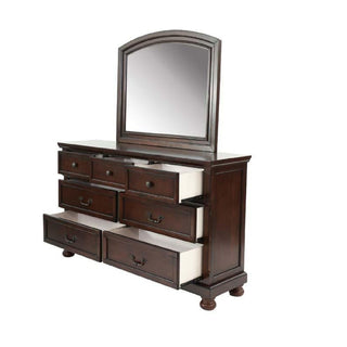 Dresser With 3 Small & 4 Large Drawers, Round Knobs, Bedroom Furniture - Cherry