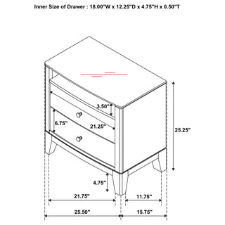 Menlo - 2 Drawer Nightstand - Pine Wood