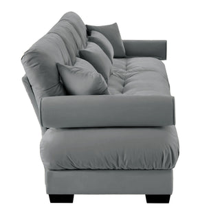 Modern Oversize Sofa With Cloud Like Comfort, Featuring Waist And Throw Pillows