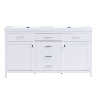 Double Sink Bathroom Vanity With Top, Soft Closing Doors & Drawers, Tip Out Drawer, 2 Cabinet Doors, Adjustable Shelf - White
