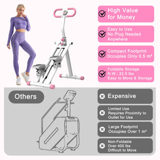 Stair Stepper With Resistance Home Upgrade Vertical Climber Workout Machine For Full Body Exercise - Pink