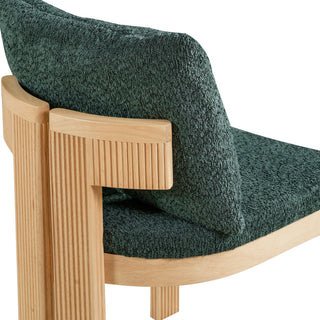 5 Piece Indoor Dining Set With Fluted Table Upholstered Chairs - Green / Natural