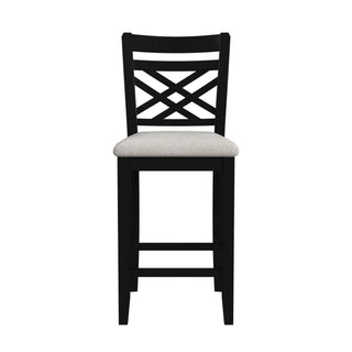 Brooks - 5 Piece Counter Set With Table And 4 Upholstered Seat & Wood Back Chairs - Medium Brown & Black