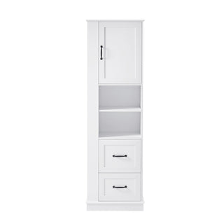 Freestanding Bathroom Storage Cabinet With Adjustable Shelves And Side Hooks Board, Rectangle Design