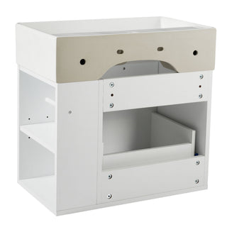 Modern Wall Mounted Bathroom Vanity With Sink, Soft Close Drawer, Adjustable Shelf, Toilet Paper Holder