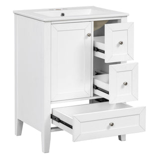 Modern Bathroom Vanity With Sink, Freestanding Cabinet With Drawers And Shelves
