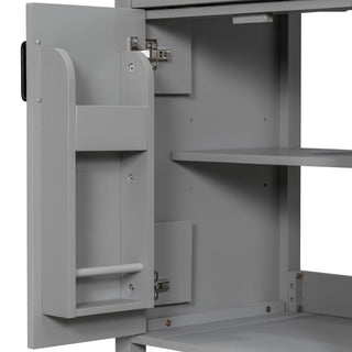 Bathroom Vanity With Ceramic Sink, Soft Close Doors, Flip Drawer, Double Layer Door Shelves
