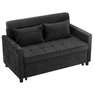 Loveseat Sofa Bed Sleeper With Reversible Backrest, Side Pockets, USB Ports, Phone Holder