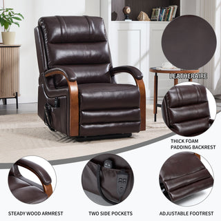 Power Lift Recliner Chair Dual Motor Infinite Position With Heat Massage And Heavy Duty Motion Mechanism - Brown
