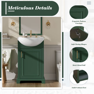 20" Bathroom Vanity With Bulged Sink, Freestanding Single Vanity Set, Soft Close Door