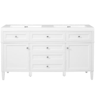 Bathroom Vanity With Double Sink, 3 Drawers, 2 Doors, Adjustable Shelves, Freestanding - White