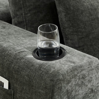 L - Shaped Sectional Sofa With Cup Holders & Side Pockets