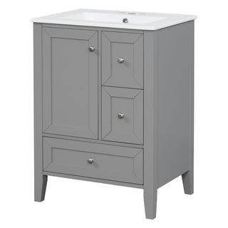 Modern Bathroom Vanity With Sink, Freestanding Cabinet With Drawers And Shelves